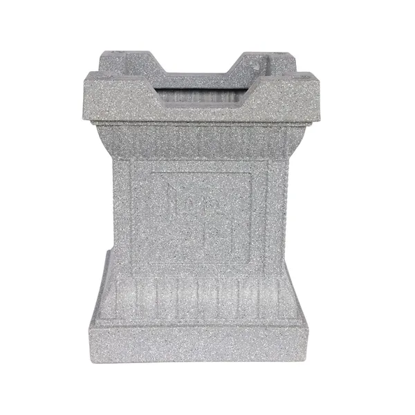 Grey_Tulasi_Planter_Roto_Mould_Decorative_Square_Pedestal_Garden_Planter_Speckled_Text_Outdoor_Indoor_Use_Classical_Roman_Column_Design_09_Inch