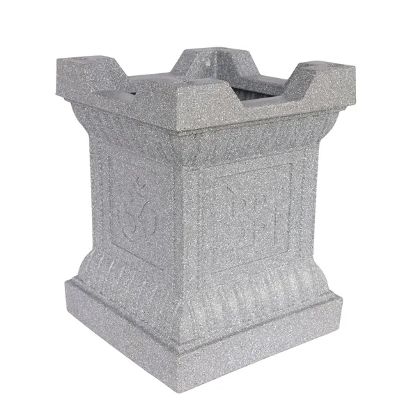 Grey_Tulasi_Planter_Roto_Mould_Decorative_Square_Pedestal_Garden_Planter_Speckled_Text_Outdoor_Indoor_Use_Classical_Roman_Column_Design_09_Inch