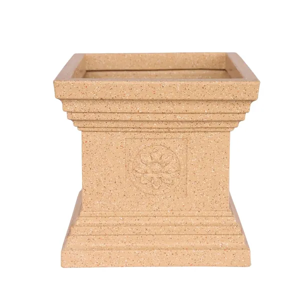 Black_Tulasi_Planter_Roto_Mould_Decorative_Square_Pedestal_Garden_Planter_Speckled_Text_Outdoor_Indoor_Use_Classical_Roman_Column_Design_Sandstone_09_Inch