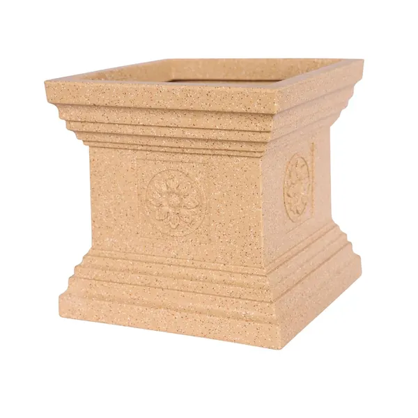 Black_Tulasi_Planter_Roto_Mould_Decorative_Square_Pedestal_Garden_Planter_Speckled_Text_Outdoor_Indoor_Use_Classical_Roman_Column_Design_Sandstone_09_Inch