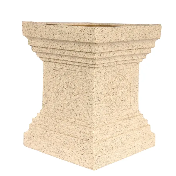 Multicolour_Tulasi_Planter_Roto_Mould_Decorative_Square_Pedestal_Garden_Planter_Speckled_Text_Outdoor_Indoor_Use_Classical_Roman_Column_Design_Stone_09_Inch