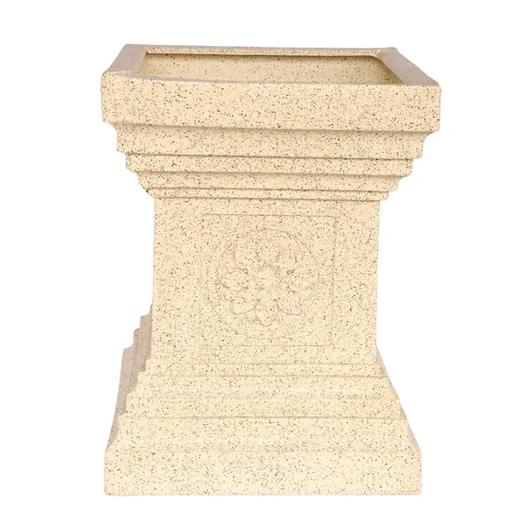 Multicolour_Tulasi_Planter_Roto_Mould_Decorative_Square_Pedestal_Garden_Planter_Speckled_Text_Outdoor_Indoor_Use_Classical_Roman_Column_Design_Stone_09_Inch