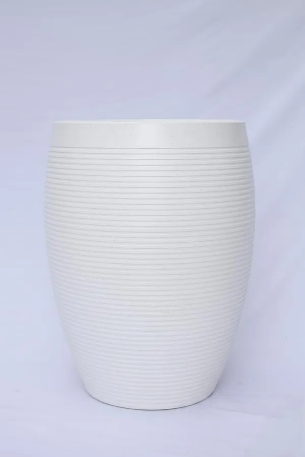 White_Vetro_Vase_Roto_Mould_Decorative_Plastic_Planter_Pots_Ribbed_Design_Round_Indoor_Outdoor_Garden_Use_Pack_Of_1_25_Inch
