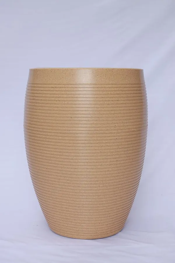 Beige_Vetro_Vase_Roto_Mould_Decorative_Plastic_Planter_Pots_Ribbed_Design_Round_Indoor_Outdoor_Garden_Use_Pack_Of_1_Biege_25_Inch