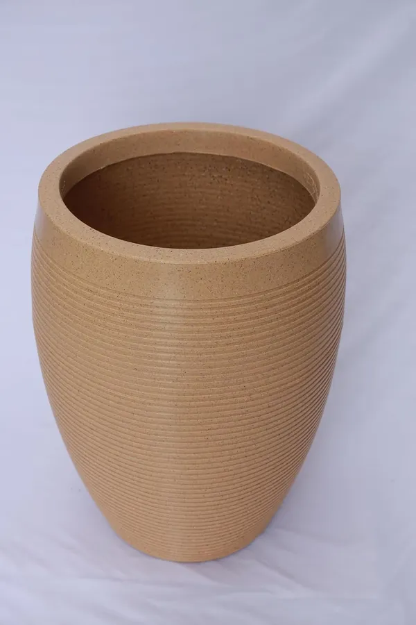 Beige_Vetro_Vase_Roto_Mould_Decorative_Plastic_Planter_Pots_Ribbed_Design_Round_Indoor_Outdoor_Garden_Use_Pack_Of_1_Biege_25_Inch