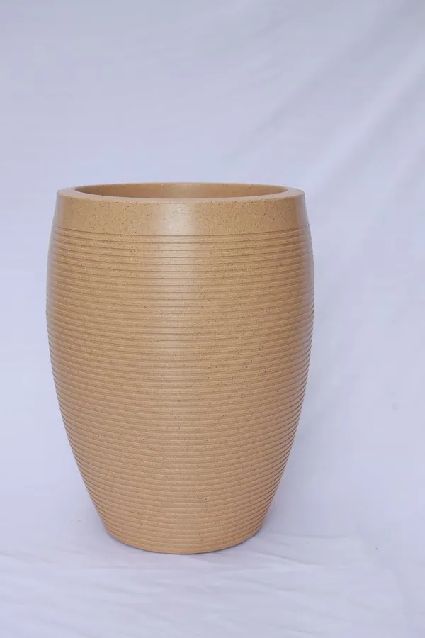 Beige_Vetro_Vase_Roto_Mould_Decorative_Plastic_Planter_Pots_Ribbed_Design_Round_Indoor_Outdoor_Garden_Use_Pack_Of_1_Biege_25_Inch