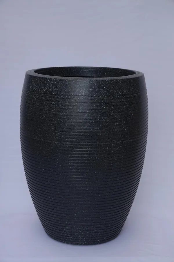 Black_Vetro_Vase_Roto_Mould_Decorative_Plastic_Planter_Pots_Ribbed_Design_Round_Indoor_Outdoor_Garden_Use_Pack_Of_1_25_Inch