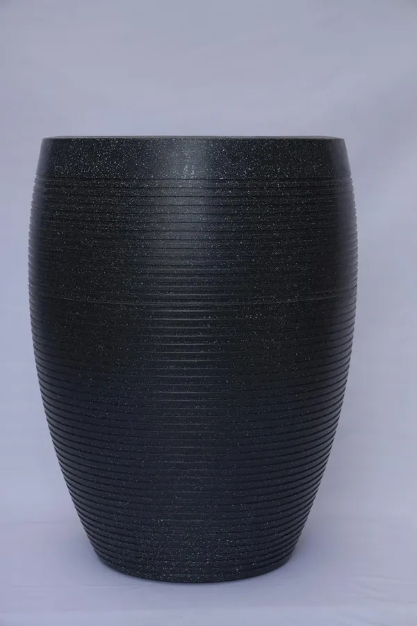 Black_Vetro_Vase_Roto_Mould_Decorative_Plastic_Planter_Pots_Ribbed_Design_Round_Indoor_Outdoor_Garden_Use_Pack_Of_1_25_Inch