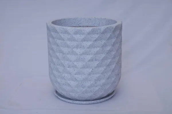 White_Grandeur_Roto_Mould_Decorative_Planter_Pot_With_Diamond_Pattern_Garden_Container_Indoor_Outdoor_Pack_Of_1_16_Inch