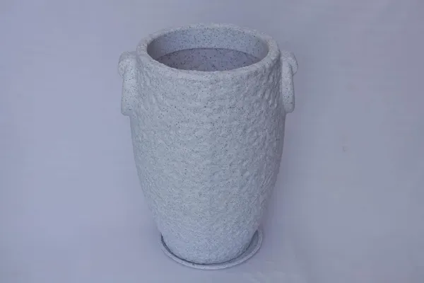 White_Prachin_Stambh_Rotomolded_Garden_Planter_Pot_Text_Finish_Outdoor_Indoor_Use_24_Inch