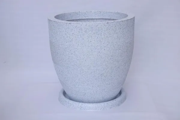 White_Linear_Planters_Modern_Decorative_Garden_Planter_Pot_With_Saucer_Text_Design_15_Inch