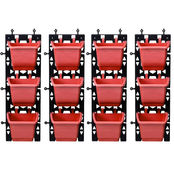 Red_Vertical_Wall_Hanging_Garden_Pots_4_Panels_12_Pots_Easy_Installation_Drainage_Design_Indoor_Outdoor_Use_For_Vegetables_Herbs_Flowers_M2_Model