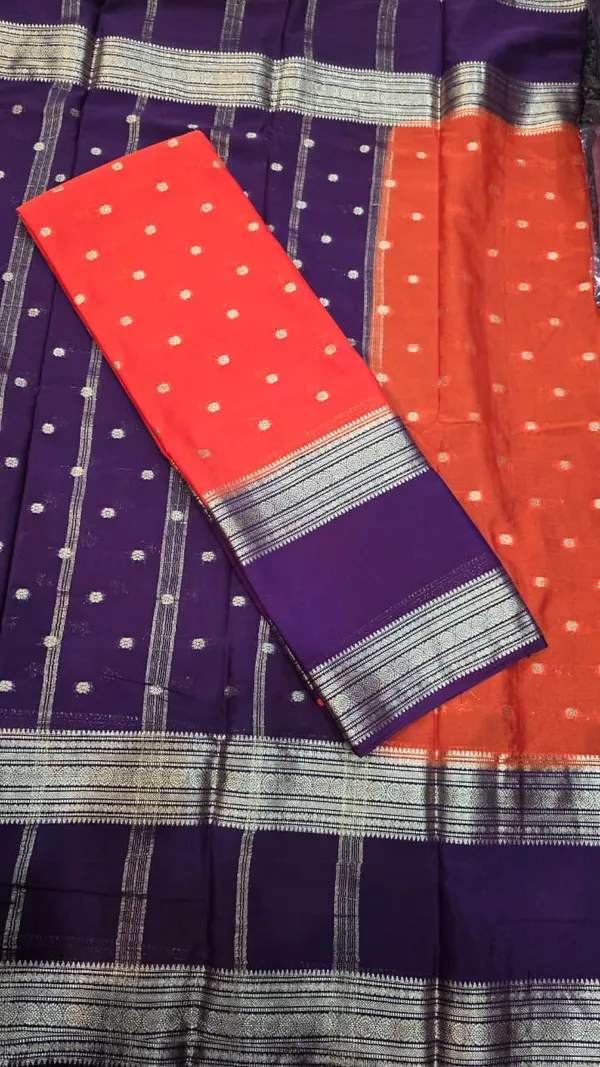 Violet_And_Orange_Cotton_Mysore_Crepe_Saree_For_Women