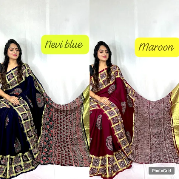 Maroon_And_Wine_Cotton_Model_Silk_Saree_For_Women_(Pack_Of_2)