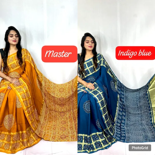 Yellow_And_Blue_Cotton_Model_Silk_Service_Saree_For_Women_(Pack_Of_2)