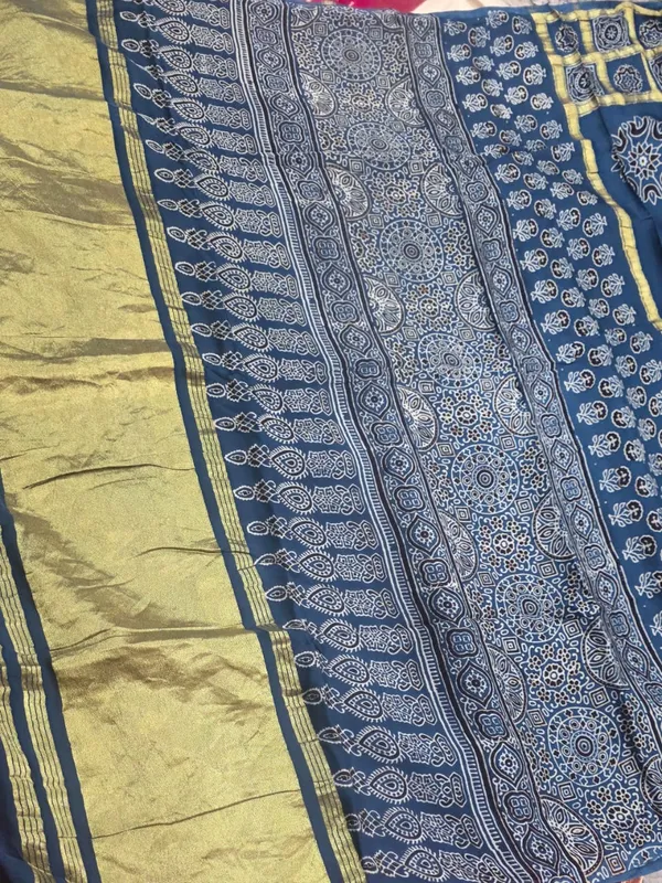 Blue_Cotton_Model_Silk_Service_Saree_For_Women
