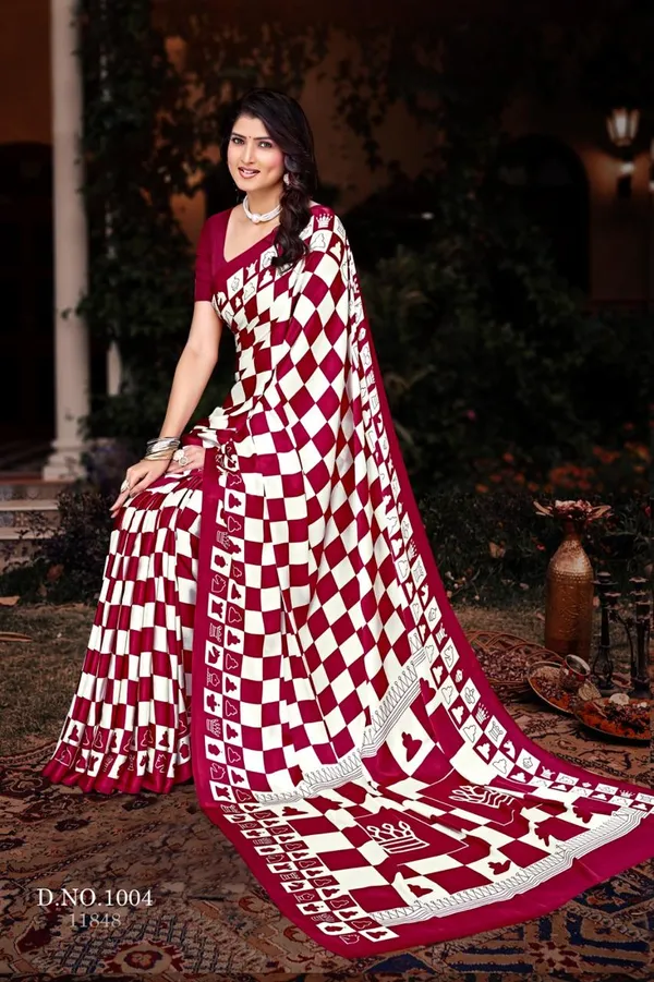 Red_And_White_Cotton_Italian_Satin_Crepe_Saree_For_Women