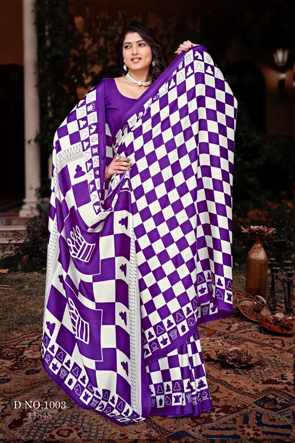 Violet_And_White_Cotton_Italian_Satin_Crep_Saree_For_Women