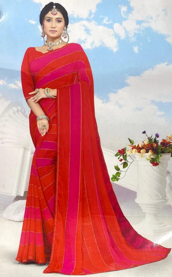 Red_Cotton_George,_Fancy_Saree_For_Women