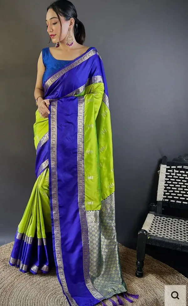 Blue_And_Green_And_Red_Patni_And_Cotton_George_Fancy_Saree_For_Women_(Pack_Of_2)