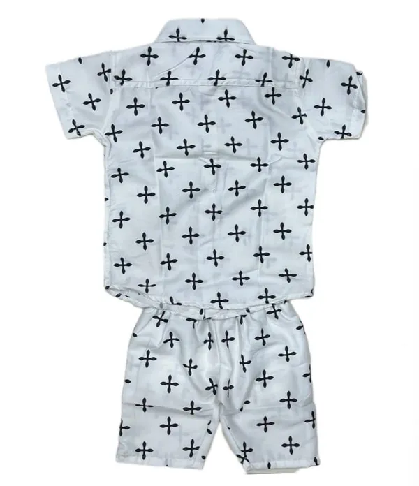 White_Rayon_Premium_&_Elegant_Short_Set_For_Kids