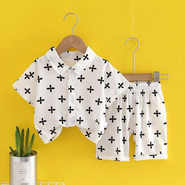 White_Rayon_Premium_&_Elegant_Short_Set_For_Kids