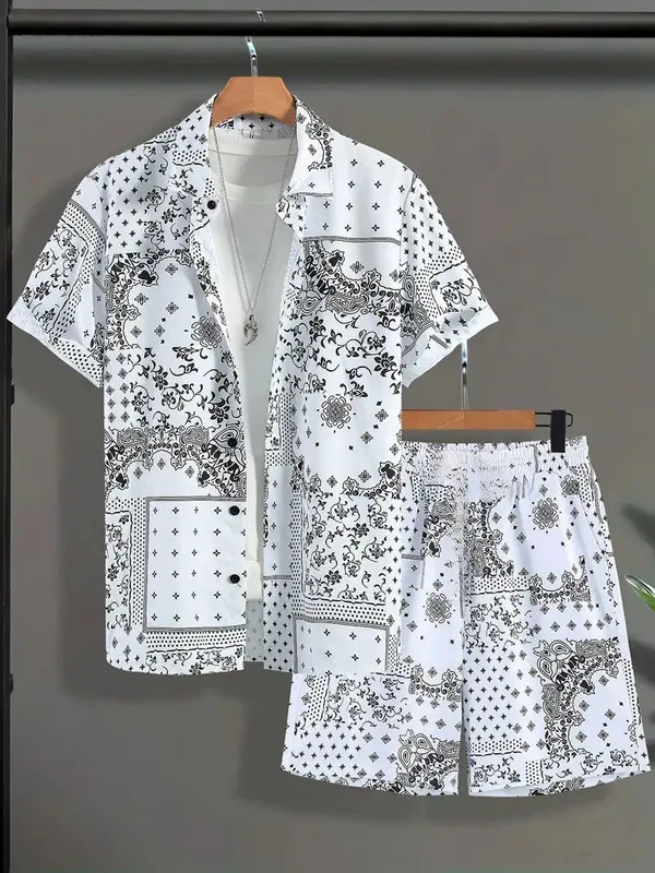 White_Lycra_Blend_Printed_Regular_Night_Suit_Set_For_Men
