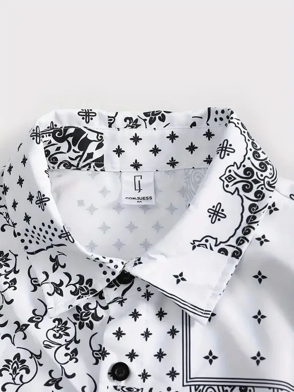 White_Lycra_Blend_Printed_Regular_Night_Suit_Set_For_Men