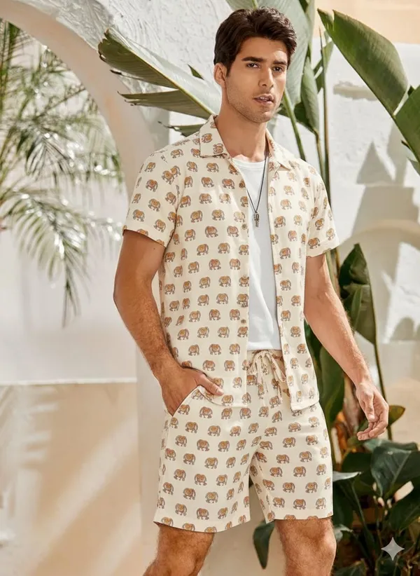 Orange_Polyester_Printed_Casual_Regular_Co-Ords_Set_For_Men