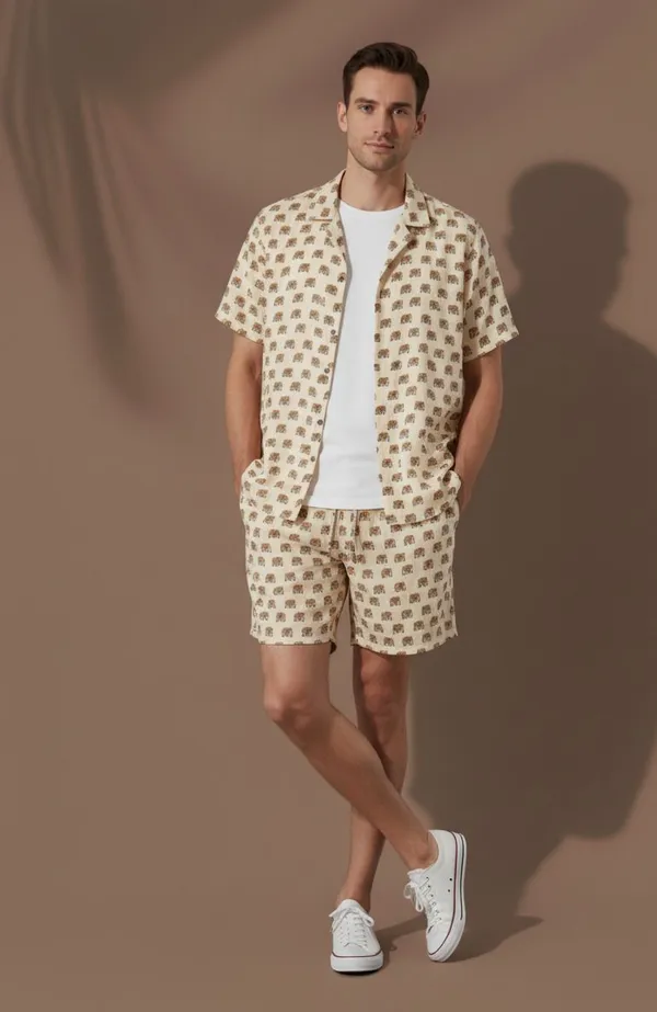 Orange_Polyester_Printed_Casual_Regular_Co-Ords_Set_For_Men