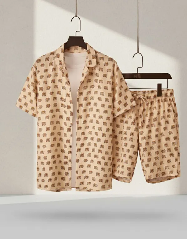 Orange_Polyester_Printed_Casual_Regular_Co-Ords_Set_For_Men