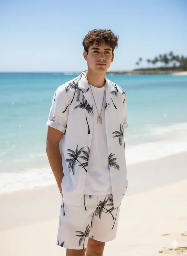 White_Satin_Printed_Casual_Regular_Co-Ords_Set_For_Men