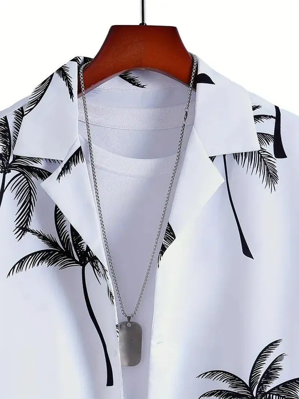 White_Satin_Printed_Casual_Regular_Co-Ords_Set_For_Men