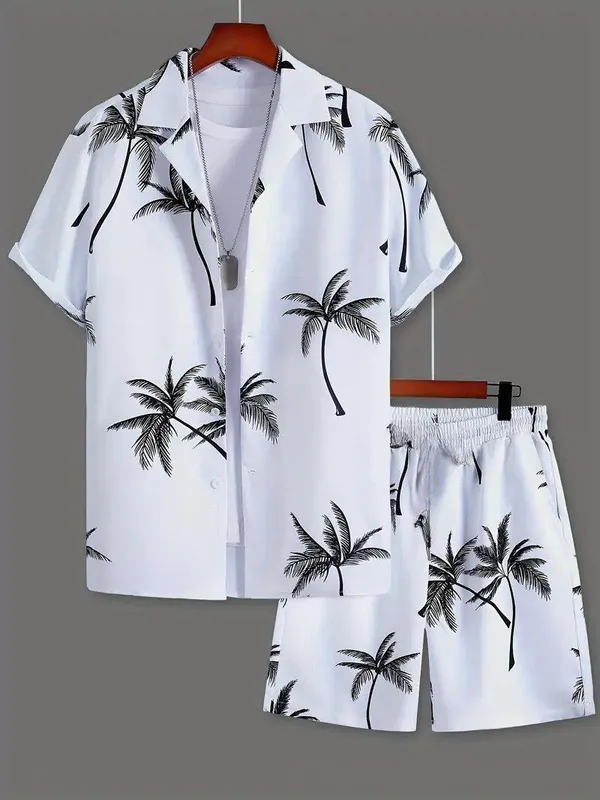 White_Satin_Printed_Casual_Regular_Co-Ords_Set_For_Men
