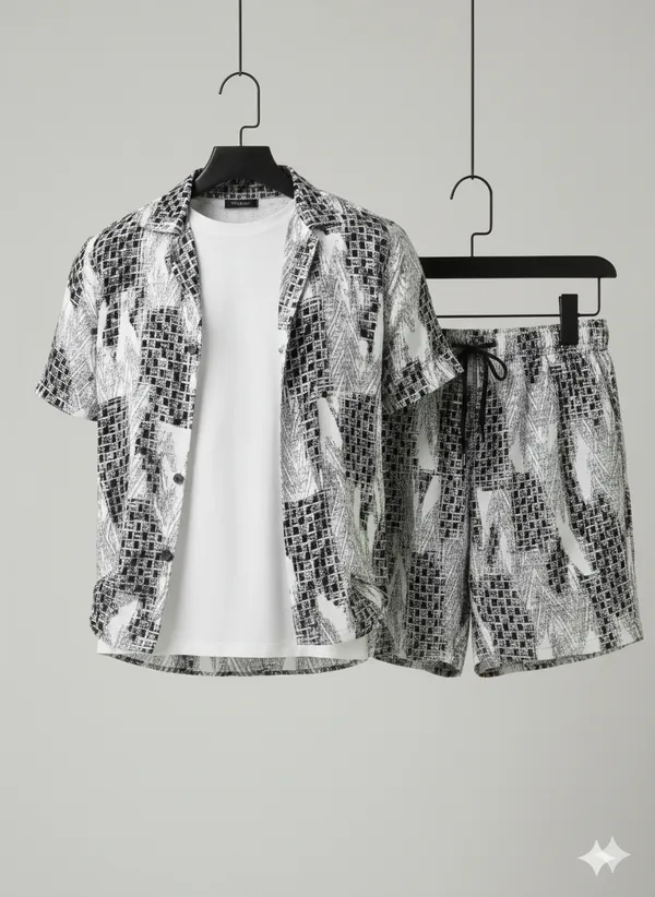 White_&_Black_Lycra_Premium_&_Elegant_Co-Ord_Set_For_Men