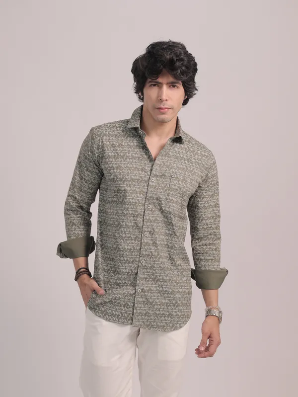Olive_Grey_Cotton_Premium_Shirt_For_Men