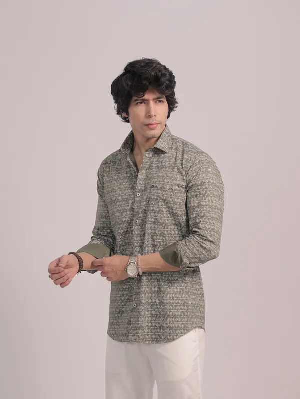 Olive_Grey_Cotton_Premium_Shirt_For_Men