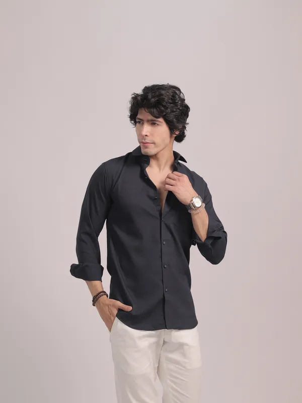 Navy_Blue_Cotton_Premium_Shirt_For_Men