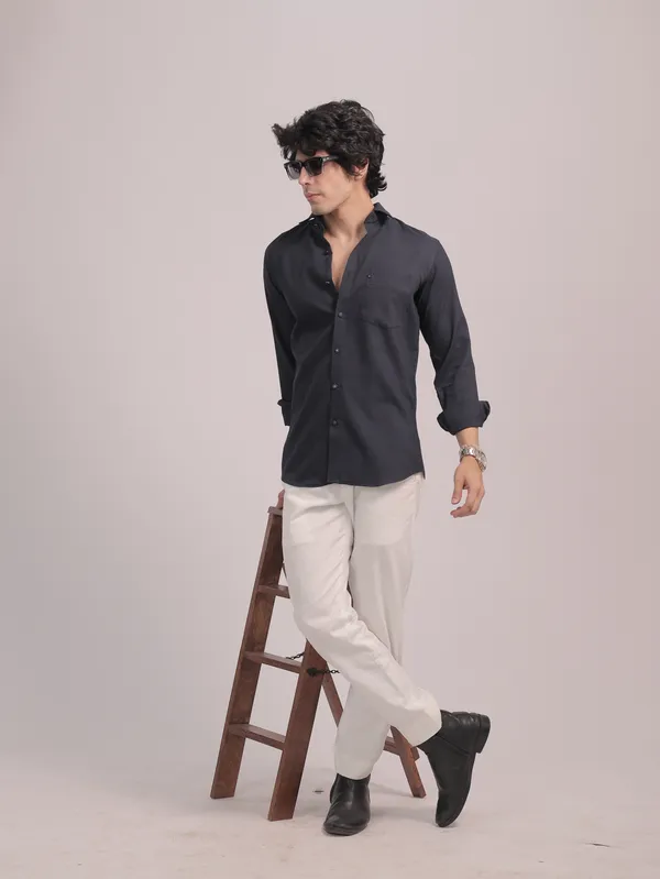 Navy_Blue_Cotton_Premium_Shirt_For_Men