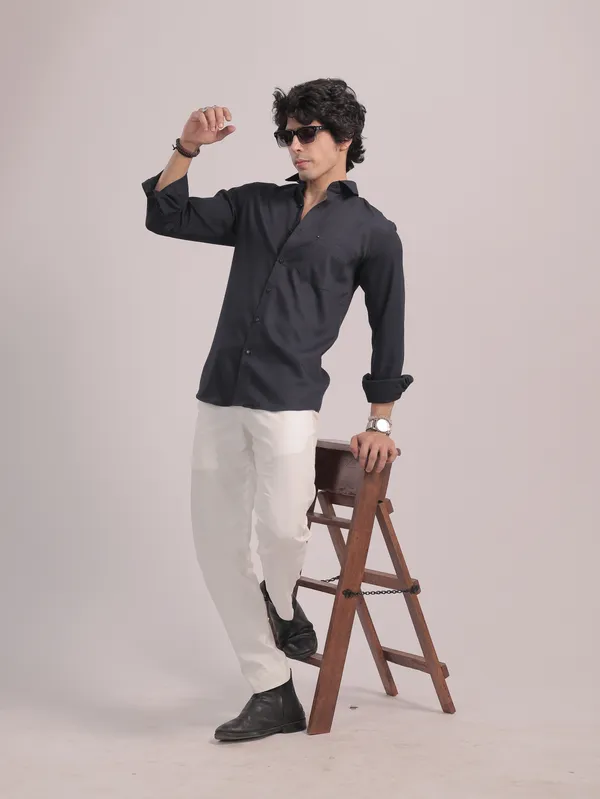 Navy_Blue_Cotton_Premium_Shirt_For_Men