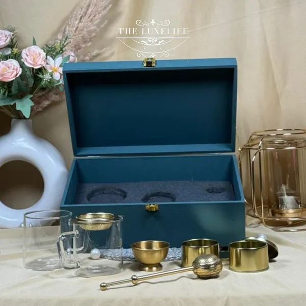 Teal_Wooden_Box_Gold_Tea_Set_With_Glass_Cups_And_Infuser