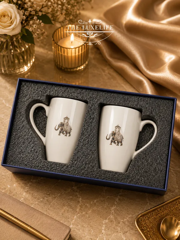 White_Ceramic_Royal_Elephant_Print_Coffee_Mugs_Set_Of_2