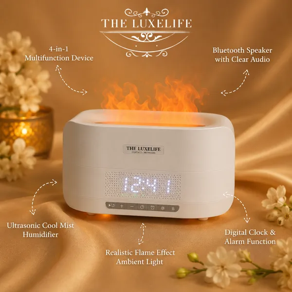 White_Flame_Aroma_Diffuser_With_Clock_And_Bluetooth_Speaker
