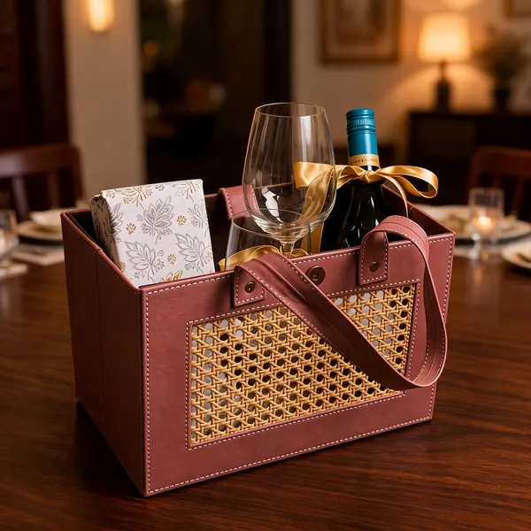 Pink_Leatherette_Cane_Weave_Wine_Basket_Gift_Hamper