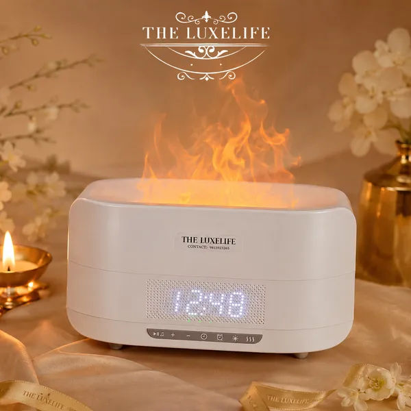 White_Flame_Aroma_Diffuser_With_Clock_And_Bluetooth_Speaker