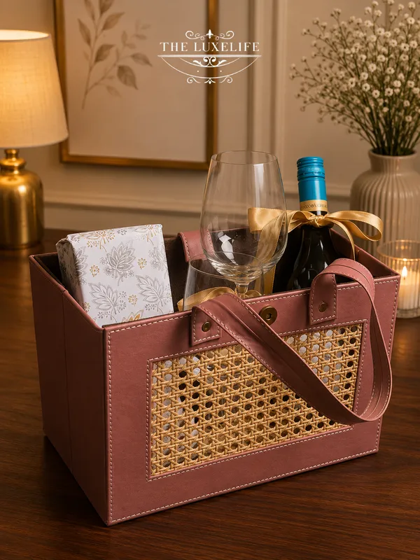 Pink_Leatherette_Cane_Weave_Wine_Basket_Gift_Hamper