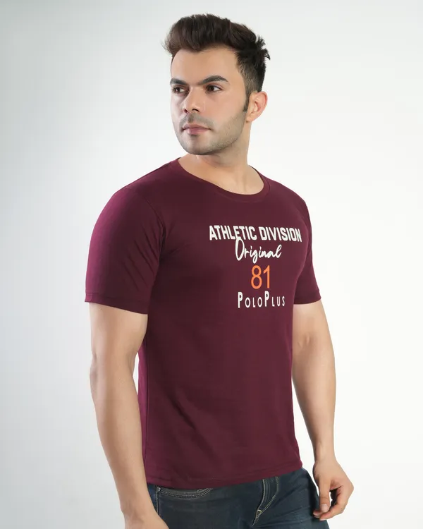 Maroon_Premium_Cotton_Round_Neck_Trendy_Regular_Fit_Half_Sleeve_T-Shirt_For_Men