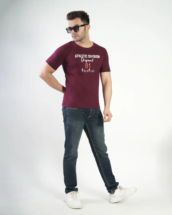 Maroon_Premium_Cotton_Round_Neck_Trendy_Regular_Fit_Half_Sleeve_T-Shirt_For_Men