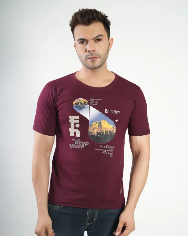 Maroon_Premium_Cotton_Round_Neck_Trendy_Regular_Fit_Half_Sleeve_T-Shirt_For_Men