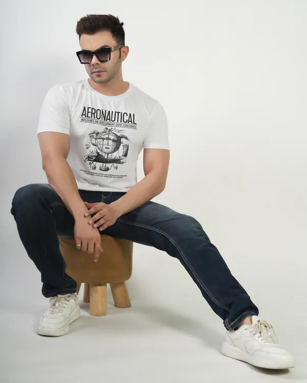White_Premium_Cotton_Round_Neck_Trendy_Regular_Fit_Half_Sleeve_T-Shirt_For_Men